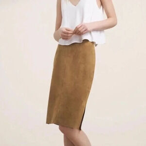 Wilfred  Free Aritzia Vegan Faux Suede Midi Pencil Slit Skirt Sz 2